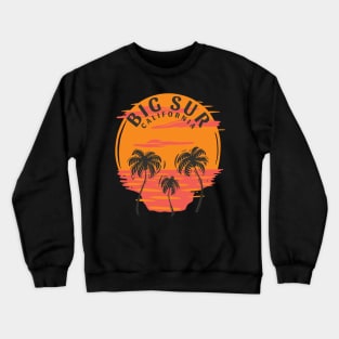 Big Sur California Sunset Skull and Palm Trees Crewneck Sweatshirt